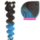 Bondings Keratin Echthaar Extensions Ombre 1b/Hellblau – Gewellt – 50cm – 1g Strähnen
