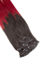 Clip In Extensions 7-teilig 55 cm #O-1b/darkred - Naturschwarz - Dunkelrot