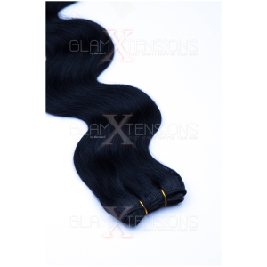 Weft / Echthaar Extensions gewellt 50 / 60 cm #01 Schwarz-60 cm