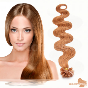 Bondings Keratin Echthaar Extensions #17 Dunkelaschblond – Gewellt – 45cm oder 60cm – 1g Strähnen