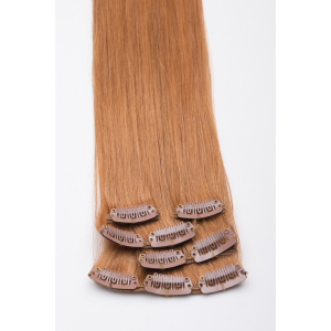 Clip In Extensions Echthaar 35 Gramm 3-teilig-17 - Dunkelashblond-45 cm
