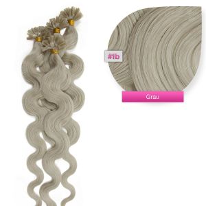 Bondings Keratin Echthaar Extensions Grau – Gewellt – 50cm oder 60cm – 1g Strähnen