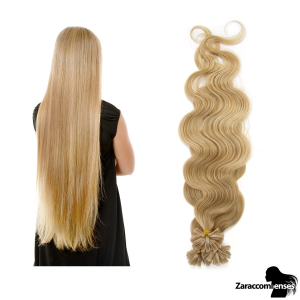 Bondings Keratin Echthaar Extensions #22 Hellblond – Gewellt – 60cm – 1g Strähnen