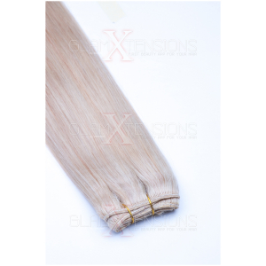 Dieses Bild zeigt die GlamXtensions Weft Extensions Haarverlängerung in der Farbe #22 Hellblond in Großansicht. Die echthaar Tressen Extensions sind in vielen verschiedenen Farben erhältlich.
