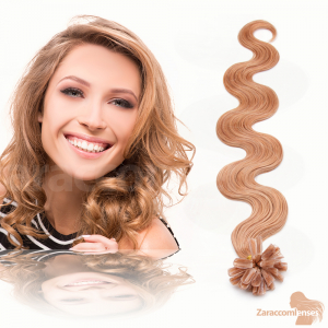 Bondings Keratin Echthaar Extensions #27 Honigblond – Gewellt – 45cm oder 60cm – 1g Strähnen