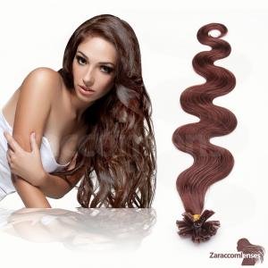 Bondings Keratin Echthaar Extensions #33 Kastanie – Gewellt – 45cm oder 60cm – 1g Strähnen