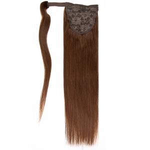Pferdeschwanz Echthaar Ponytail Haarteil Extensions 04 - Schokobraun