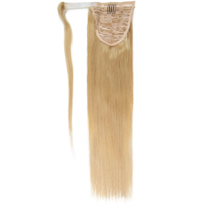 Pferdeschwanz Echthaar Ponytail Haarteil Extensions 60 - Weißblond