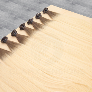 Flachbondings 50cm 1 Gramm #04/613 Schokobraun/Helllichtblond Ombre