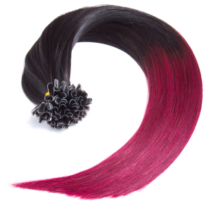 Bondings Keratin Echthaar Extensions #1b/Burg Ombre – Glatt – 60cm – 1g Strähnen