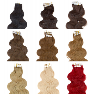 Tape In Extensions Echthaar Haarverlängerung gewellt 50 cm - 60 cm 