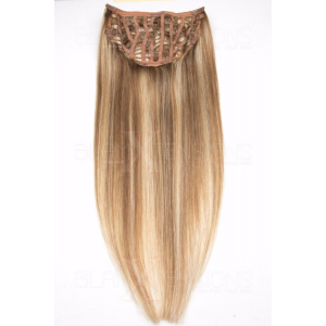 Echthaar Perücken Halbperücken Haarteile 50cm #12/613 Hellbraun - Helllichtblond Haarverlängerung mit Clip In