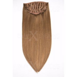 Echthaar Perücken Halbperücken Haarteile 50cm Halfwig Extensions #12 - Hellbraun