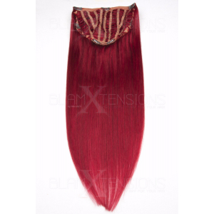 Dieses Bild zeigt die 1-teilige GlamXtensions Half-wig Extensions Haarverlängerung mit 10 Clips in der Farbe #darkred Dunkelrot in Großansicht 
