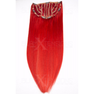 Echthaar Perücken Halbperücken Haarteile 50cm #red Rot Haarverlängerung mit Clip In