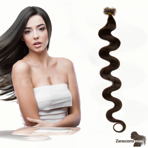 Bondings Keratin Echthaar Extensions #2 Dunkelbraun gewellt 1g