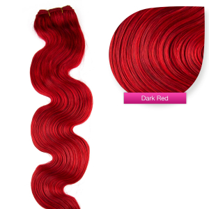 Extensions 100% Echthaar Tressen Gewellt - Weft Dark Red Dunkelrot – 60 cm