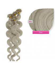 Bondings Keratin Echthaar Extensions #grau gewellt 1g