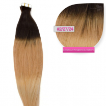 Tape In Extensions Echthaar Haarverlängerung # O-02/27/24 Dunkelbraun - Honigblond -Blond ombre