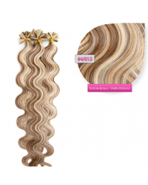 Bondings Keratin Echthaar Extensions #4/613 gewellt 1g