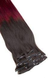 Clip In Extensions 7-teilig 55 cm #O-1b/burg - Naturschwarz - Burgunde