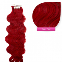 Tape In Extensions Echthaar Haarverlängerung gewellt #dark red rot dunkelrot
