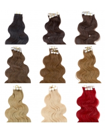 Tape In Extensions Echthaar Haarverlängerung gewellt 50 cm - 60 cm 