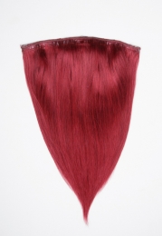 Echthaar Perücken Halbperücken Haarteile 50cm #Burg Burgunde Haarverlängerung mit Clip In