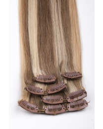 Clip In Extensions Echthaar 35 Gramm 3-teilig-14/613 - Mix Mittelhellblond-45 cm