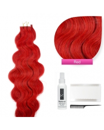 Tape In Extensions Echthaar Haarverlängerung gewellt red rot