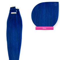 Tape In Extensions Echthaar Haarverlängerung #blau 50cm