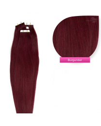 Tape In Extensions Echthaar Haarverlängerung #Burg Burgunde 50cm