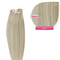 Tape In Extensions #grau 50cm 60cm Echthaar Haarverlängerung