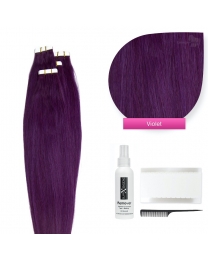 Tape In Extensions Echthaar Haarverlängerung, #violet 50cm