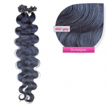 Bondings Keratin Echthaar Extensions #007 dark gray gewellt 1g