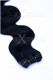 Weft / Echthaar Extensions gewellt 50 / 60 cm #01 Schwarz-60 cm