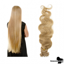 Bondings Keratin Echthaar Extensions #22 Hellblond gewellt 1g