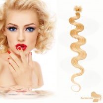 Bondings Keratin Echthaar Extensions #24 Blond gewellt 1g