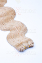 Echthaar Tressen - Weft Extensions gewellt 50 - 60 cm #24 Blond
