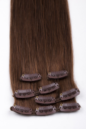 Clip In Extensions Echthaar 35 Gramm 3-teilig-30 - Rotbraun-45 cm