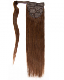 Pferdeschwanz Echthaar Ponytail Haarteil Extensions 04 - Schokobraun