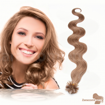 Bondings Keratin Echthaar Extensions #9 Honigashblond gewellt 1g