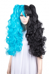 Cosplay Wig Perücke Türkis Schwarz Locken