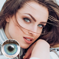 GLAMLENS Farbige Blaue Kontaktlinsen 'Jasmine Light Blue' Mit und Ohne Stärke