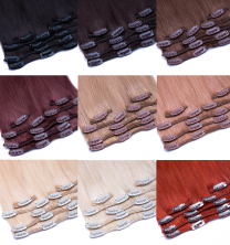 Clip in Extensions Echthaar in vielen verschiedenen Farben, 9 Haarfarben hier abgebildet