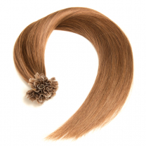 Dieses Bild zeigt die GlamXtensions Bonding Keratin Extensions Haarverlängerung in der Farbe #06 Mittelbraun in Großansicht. Die echthaar Extensions Bondings haben ein Gewicht von 0,5g.
