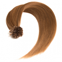 Dieses Bild zeigt die GlamXtensions Bonding Keratin Extensions Haarverlängerung in der Farbe #12 Helles braun in Großansicht. Die echthaar Extensions Bondings haben ein Gewicht von 0,5g.
