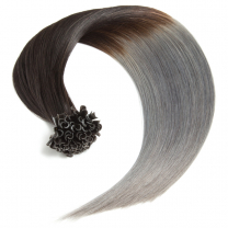 Bondings Keratin Echthaar Extensions Ombre #1b/Dark Gray – Glatt – 50cm – 1g Strähnen
