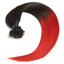 Bondings Keratin Echthaar Extensions #1b/Red Ombre – Glatt – 60cm – 0,5g Strähnen