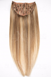 Dieses Bild zeigt die 1-teilige GlamXtensions Half-wig Extensions Haarverlängerung mit 10 Clips in der Farbe #12/613 Hellbraun - Helllichtblond in Großansicht 
